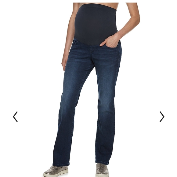 a:glow Maternity Full Belly Panel Dark Wash Bootcut Jeans Size Women's 16 NEW - Picture 1 of 15